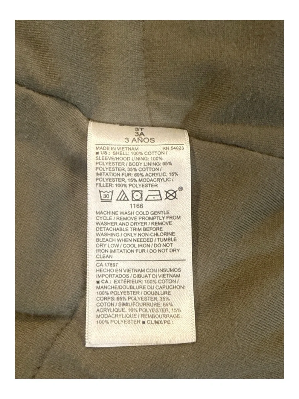 Old Navy Toddler Girls Hooded Utility Jacket Olive Green Fall Casual Jacket 3T